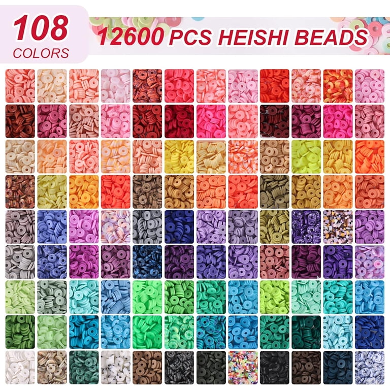 10000+ Clay Beads Bracelet Making Kit - 48 Colors, Letters, Charms, Elastic String