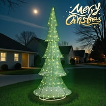 Tcbosik 6ft Pop Up Lighted Christmas Tree, Xmas Tree Decoration with 200 Warm White LED Lights for Indoor & Outdoor, Green