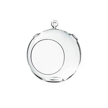 WGV Hanging Terrarium Globe, Width 7", Height 8", DIY Air Succulent Planter, Clear Glass Vase Orb with Flat Bottom, Candle Holder for Windowsill Outdo