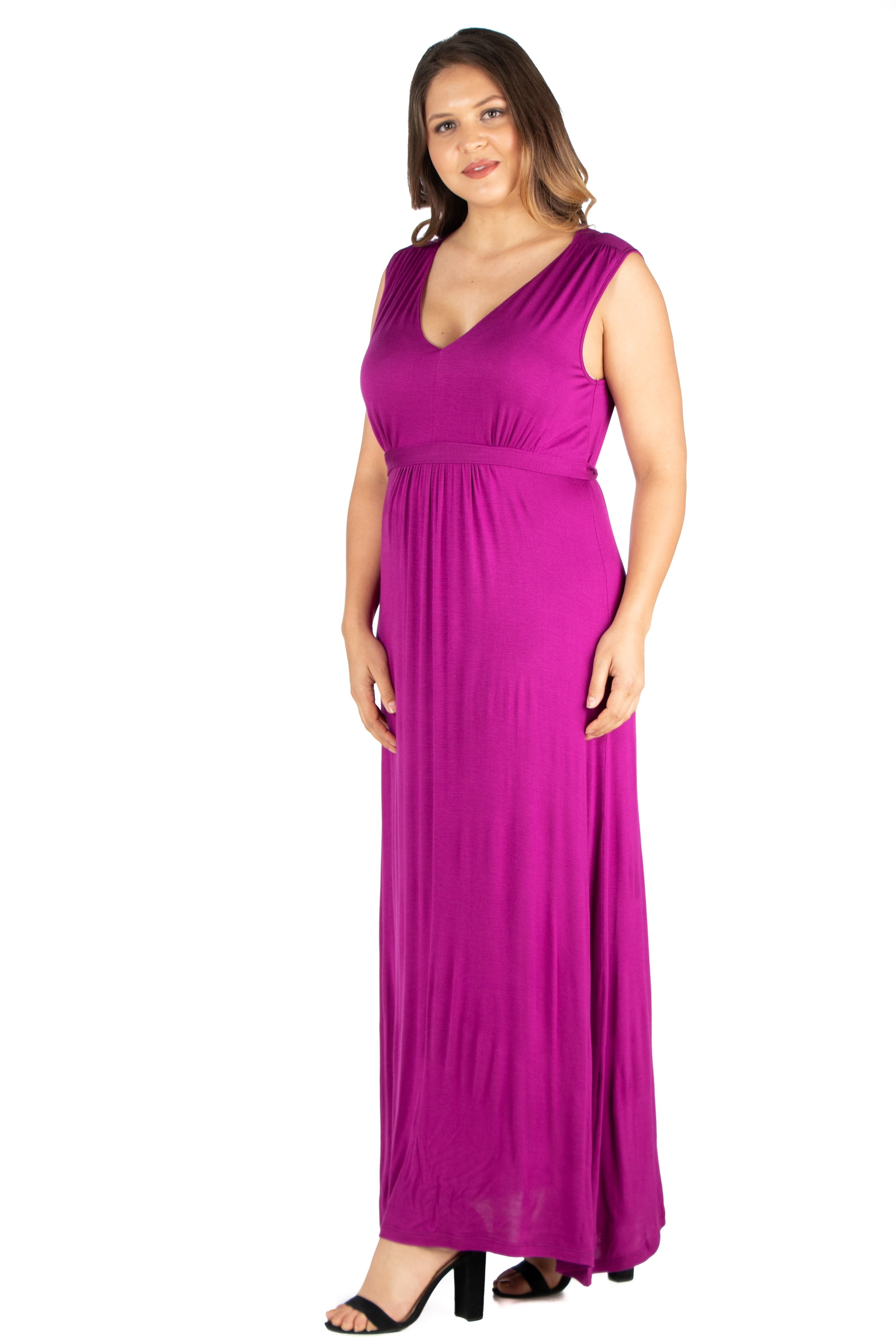 Women’s Plus Size Sleeveless Empire Waist Maxi Dress