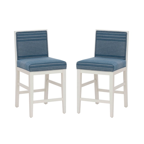 Linon Regina Counter Stool Blue Stripe Set of 2