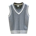 thumbnail image 1 of Gyratedream Unisex Argyle Plaid Sweater Vest Cable Knit Cotton V Neck Sleeveless Uniform Vest 5-15Y, 1 of 5
