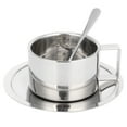 thumbnail image 1 of Juego de cuchara y plato para taza de café, taza de café con aislamiento de doble pared de acero inoxidable 304 con asa, 1 of 8