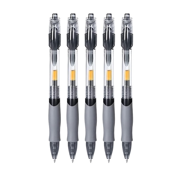5 Pack Large Capacity Retractable Gel Pens, Black Barrel,Medium Point (0.5mm), Black Gel Ink Pens for Home, Office, Journaling, Writing, Note-Taking, Teacher Supplies