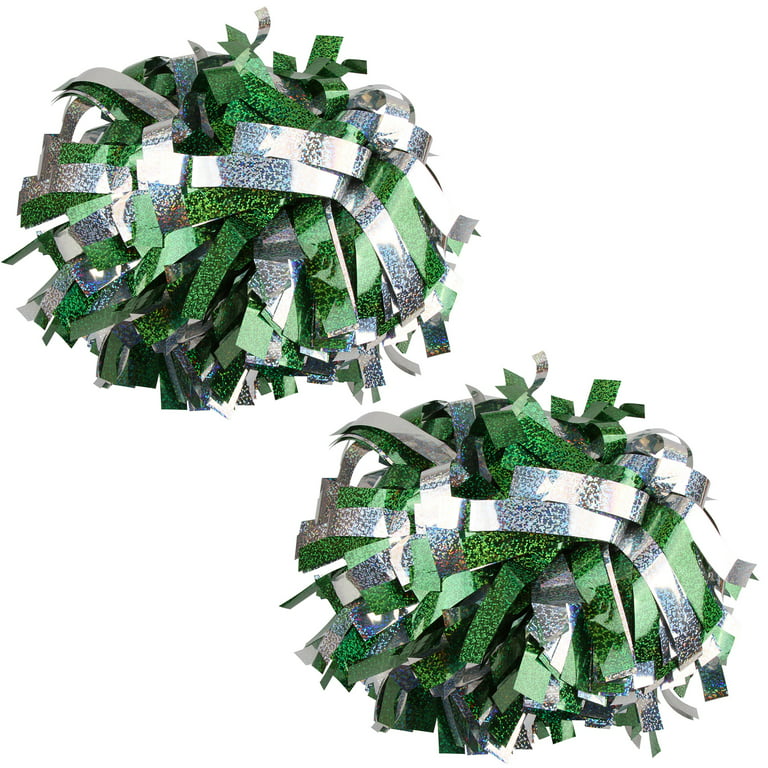 Metallic Cheer Pom Poms Cheerleading Cheerleader Gear 2 pieces one pair  poms(Forest Green) 