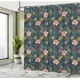 thumbnail image 4 of Ambesonne Floral Shower Curtain, Flower Illustration on Dark, 69"Wx70"L, Jade Green Peach Fawn, 4 of 4