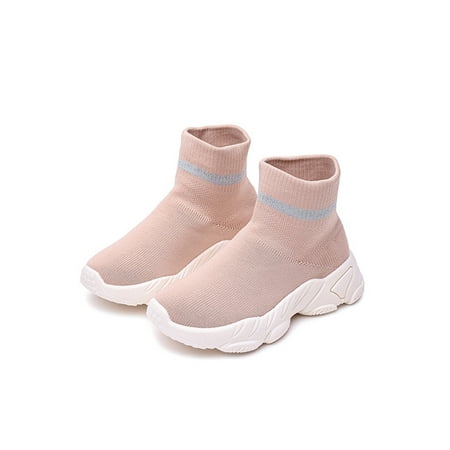 

Lacyhop Girls Boys Walking Shoes Breathable Athletic Shoe High Top Sock Sneakers Running Platform Boots Comfort Slip On Casual Sneaker Pink 9C