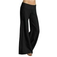 thumbnail image 2 of Teissuly Women's Fashion Casual Full-Length Loose Pants Solid High Waist Trousers Long Straight Wide Leg Pants, 2 of 6