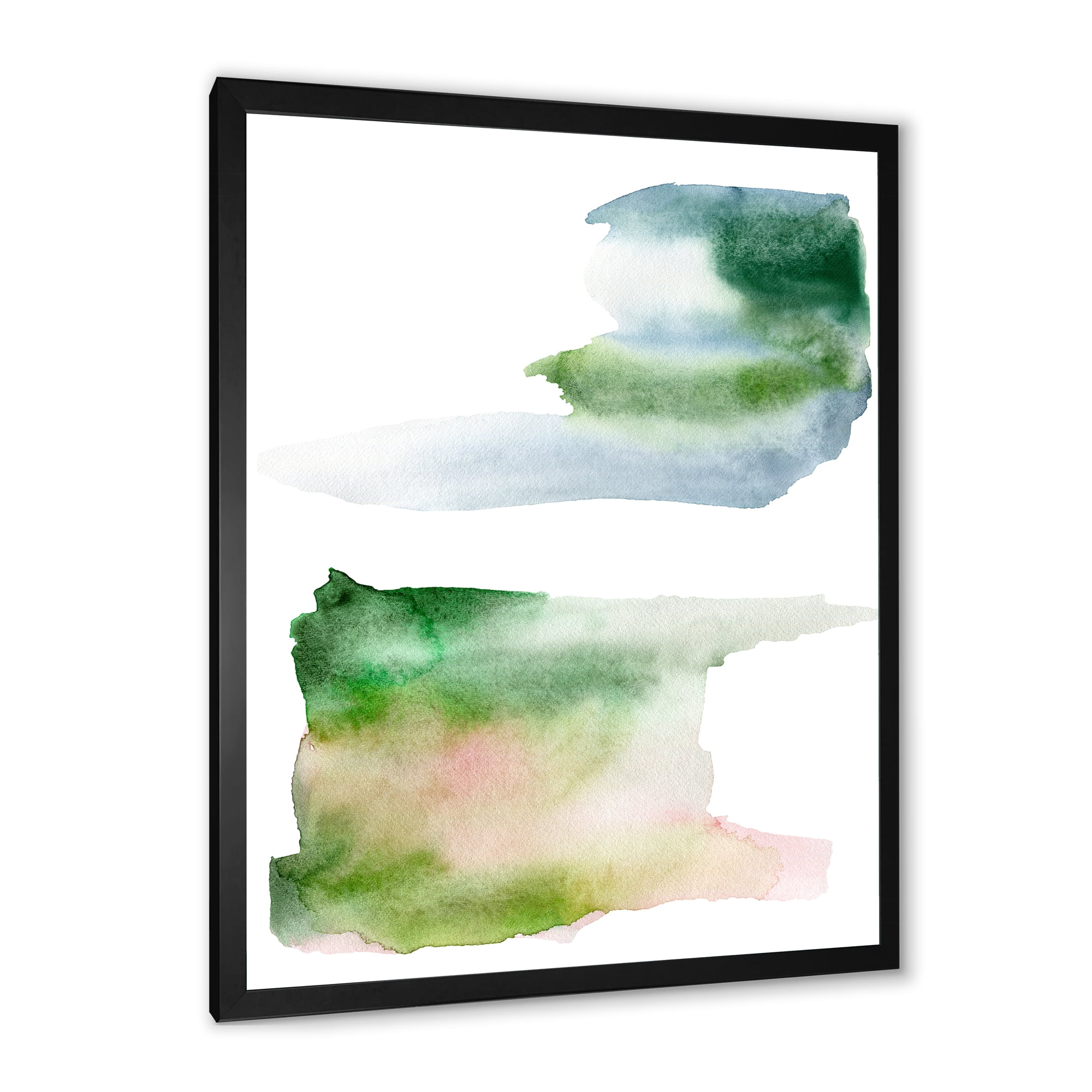 Designart 'Blue Green and Pink Spots Clouds' Modern Framed Art Print