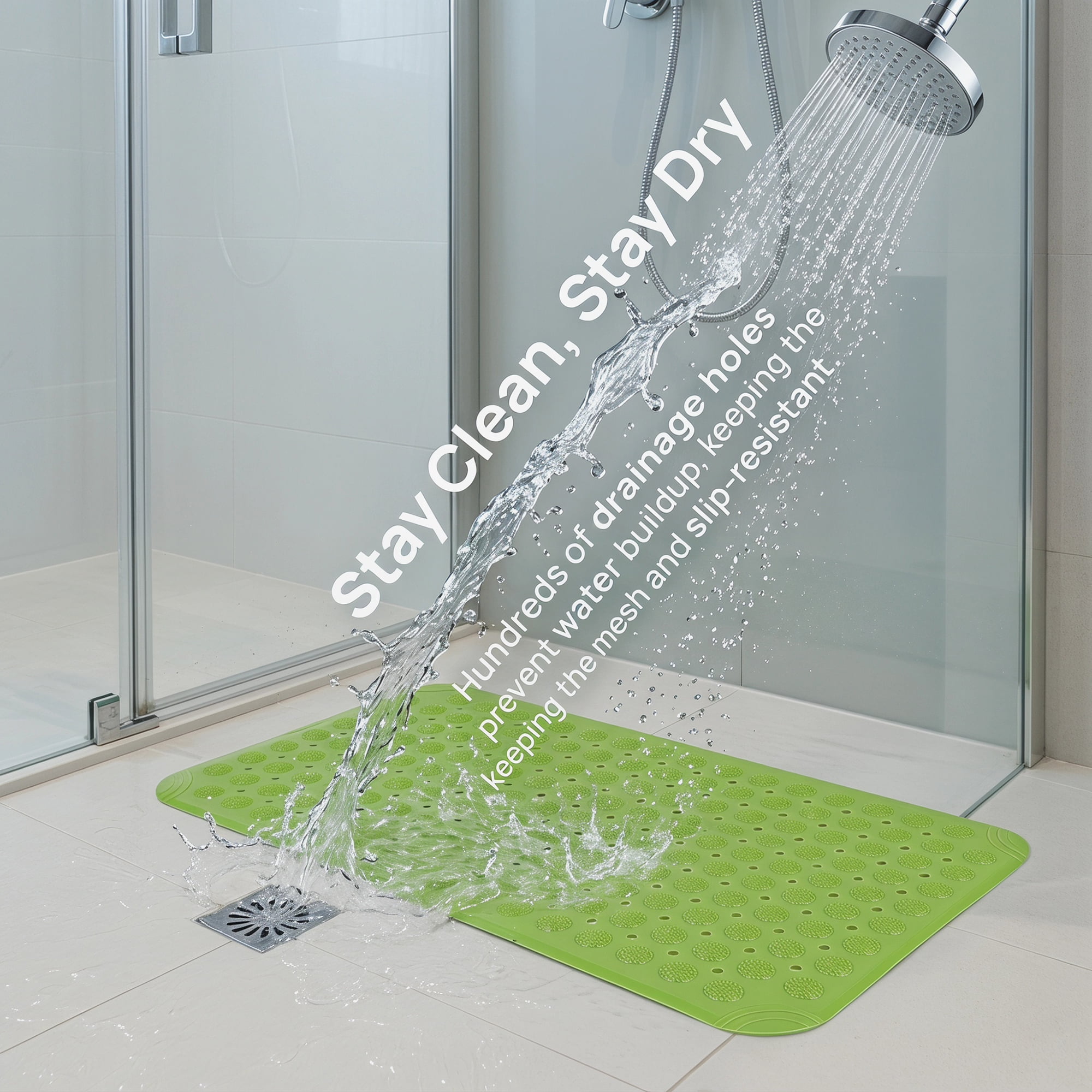 Unique Bargains Quick Dry Machine Washable Bath Tub Mat Fluorescent Green 32" x 16"