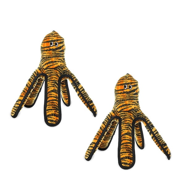 Tuffy Mega Large Octopus Tiger Durable Plush Squeaky Dog Toy, 2-Pack