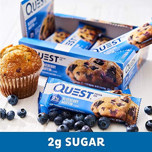 Quest Protein Bar, 20g Protein, Blueberry Muffin, Gluten Free, 12 Count