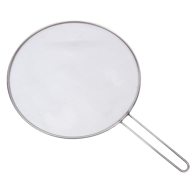 AKEGAMN Panier à Frire Rond en Acier Inoxydable 29cm pour Outils de Cuisine Couvercle Antidéflagrant Pliable