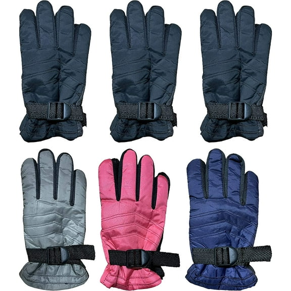 SOCKS'NBULK Winter Ski Gloves Fleece Lined Adjustable Strap Water Resistant For Men, Women, Kids