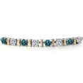 thumbnail image 4 of Gem Stone King 925 Silver and 10K Yellow Gold London Blue Topaz and Lab Grown Diamond Bracelet for Women | 2.40 Cttw | Gemstone November Birthstone | Round 4MM | Adjustable up to 9 inch, 4 of 7