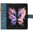 thumbnail image 6 of Fit Samsung Galaxy Z Fold 4 5G Case Wallet with S Pen Holder for Women [S Pen Not Include],Samsung Z Fold 4 Phone Case with Card Holder,Crossbody Lanyard Strap Zipper PU Leather Case,Blue, 6 of 14