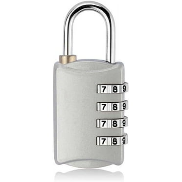 Combination Lock Heavy Duty 4 Dial Digit Combination Lock Padlock Outdoor Gym Code Lock Black 12 * 8 * 2mm (Color : Silver)