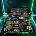 thumbnail image 2 of meiyoeat Retro Game Controller Duvet Cover Set, Pixel Text Bedding Full for Boys Gamers, Multi-Color, Gamepad Reversible3 Pieces, 1 Duvet Cover and 2 Pillowcases, 2 of 7