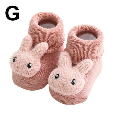 

S LUKKC LUKKC Baby Cozy Fleece Booties Boys Girls House Stay-on Slippers Fluffy Sock Booties Non-Slip Ankle Crew Socks with Grips Infant Winter Ankle Boots Toddler First Walker Crib Warm Shoes