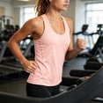 thumbnail image 2 of BODOAO Women's Athletic Racerback Tank Top Sleeveless Scoop Neck Workout Shirt, Lightweight Fitted Sports Top for Yoga Running Gym Training Fitness and Summer Casual Wear Orange L, 2 of 4