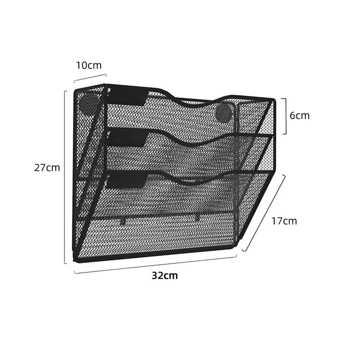 3 Tier Magnetic File Holder No Drilling No Mounting Magazine Organizer Cabinets Mail Folder for Refrigerator Office