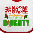 thumbnail image 4 of Inktastic Nice Until Proven Naughty with Holly and Gingerbread Man Boys or Girls Baby Bib, 4 of 4