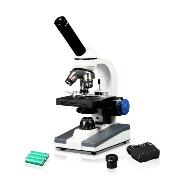 Isaac Technologies IC-2058-S-RC Monoculaire Niveau Élémentaire Microscope Composé, 10x WF & 25x WF Oculaire, Grossissement 40x-1000x, Illumination LED Champ Lumineux, Étage Mécanique, Batterie Rechargeable