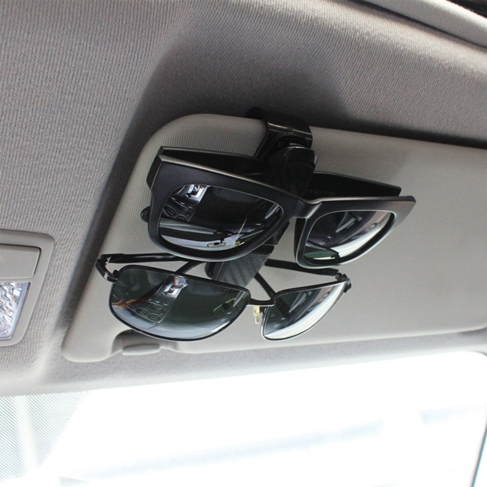 2 Pack eyeglass holder for car sun visor Black sunglasses with glasses Cards Clip