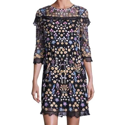 Polka Dot Chiffon Dress - Fancyleo Summer Women's Sexy Casual Polka Dot Print Chiffon Crew Neck Short Sleeve Dress