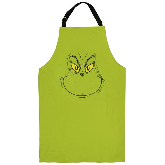 Dr. Seuss The Grinch Apron Grinch Face Character Design Adult Adjustable Cooking Smock