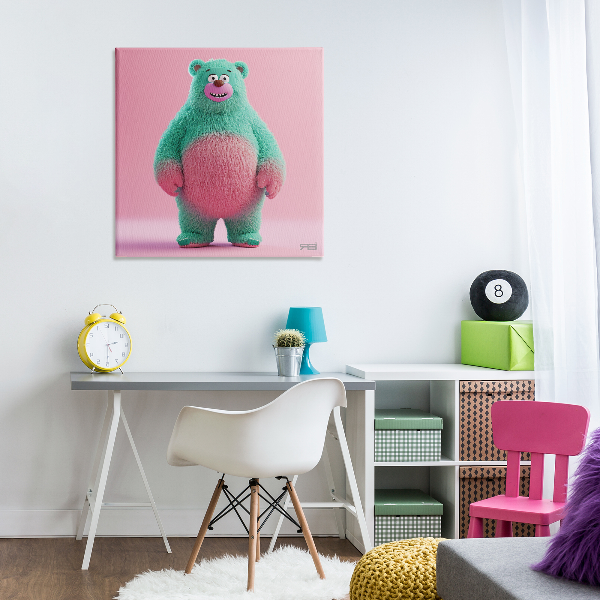 Stupell Industries Smiling Green Bear Animals Painting Wrapped Canvas Art Print Wall Art, 30 x 30