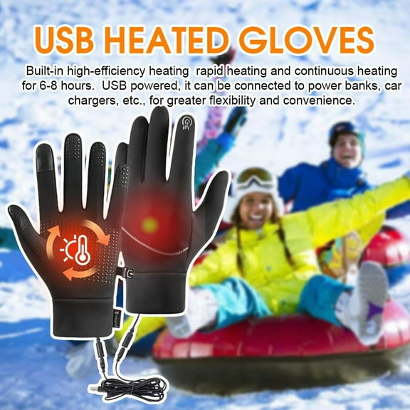 GUIREN Heated Gloves for Men Women, Winter Rechargeable Electric USB Heated Gloves Mitten Hand Warmer Touchscreen Gloves Waterproof Touch Thermal Insulated Heated Gloves for Working Skiing Hiking