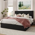thumbnail image 3 of Allewie Queen Size Velvet Lift Up Storage Bed Frame, Vertical Channel Tufted Headboard, Hydrualic Underneath Storage, Upholstered Platform Bed, Wooden Slats Support, No Box Spring Needed, Black, 3 of 11