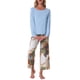 thumbnail image 2 of Conjunto de lounge para mujeres INSPIRE CHIC, camiseta de manga larga con capri floral, sets de pijama suaves y elásticos, 2 piezas, ropa de casa, S azul, 2 of 6