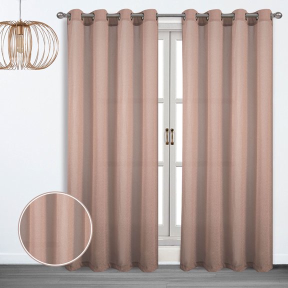 Lamis Metallic Shimmer Grommet Window Panel, Blush, 54x90 Inches