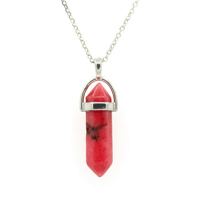 yingyy Hexagon Column Charm Exquisite Gifts Hanging Pendants Crystal Necklace Bracelet Earring Keychains Decorations Red 1Set