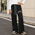 thumbnail image 2 of Boys Casual Sweatpants Wide Leg Open Bottom Trousers Boys Joggers Pants Size 6-7 DrawstringElastic Waist School Athletic Pants Size 10-11 Years Black, 2 of 8