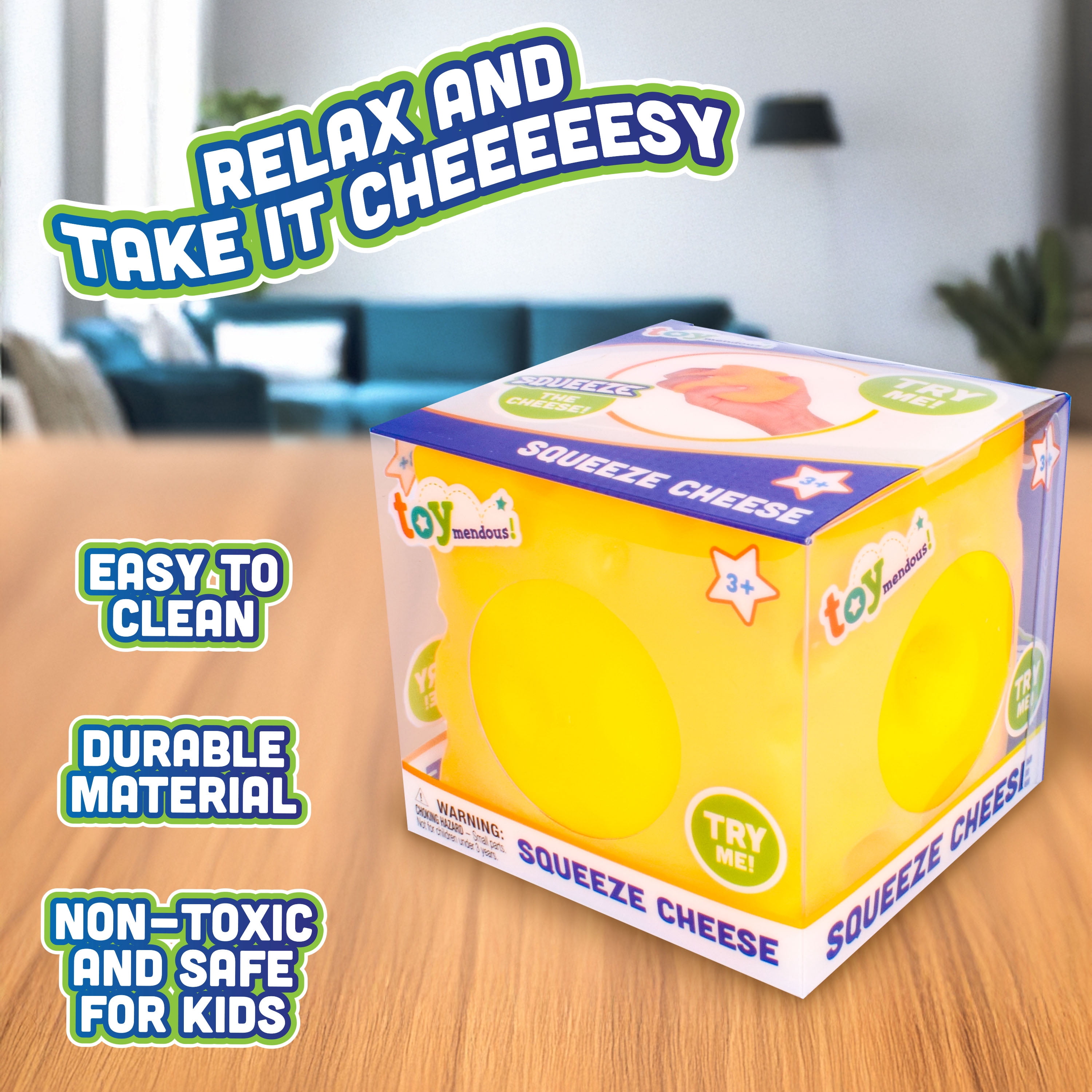 Toymendous Squeeze Cheese, Squishy Stress Toy, Children Ages 3+