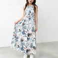 thumbnail image 7 of Kids Summer Halter Dress Girls Elegant Casual Boho Beach Vacation Sleeveless Aline Going Out Dress ( Multicolor, 7-8 Years ), 7 of 7