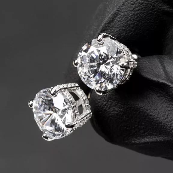 4TCW Round Cut Lab Created Diamond Women's Men's Stud Earrings 14k White Gold Plated