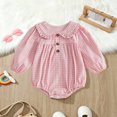 thumbnail image 2 of larppty Baby Girl Fall Outfits Long Sleeve Bubble Romper Infant Clothes | Peter Pan Collar Shirt ,Ruffle ,Newborn Outfit ,Infant Clothes Bodysuit,Toddler girl Jumpsuit, 2 of 7