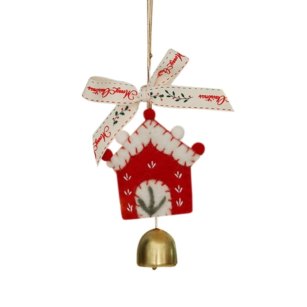 Juego de adornos para árbol de Navidad | Adornos de fieltro de lana con cinta de terciopelo y detalles de madera | Colgante de algodón para decorar el coche y el hogar en estas fiestas
