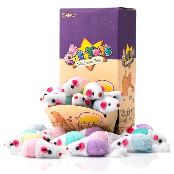 Chiwava 36 Pack 1.8" Small Interactive Cat Toys Mice with Catnip Rattle Sound Mouse for Indoor Cats Kitten Play