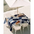thumbnail image 3 of 60x84 Inch Outdoor Tablecloth with Umbrella Hole Zipper Rectangle Navy Blue Burnt Orange Botanical Rectangular Tablecloths Outside Waterproof Palm Leaf Abstract Patio Table Cover for Picnic Party, 3 of 8