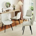 thumbnail image 4 of Set of 4 Modern White Faux Leather Chairs with Sturdy Metal Legs Comfort Style for Dining Room, 4 of 9