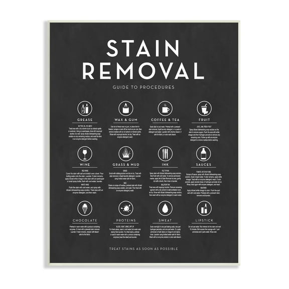 Stupell Industries Various Stain Removal Procedures Laundry Diagram Chart Graphic Art Unframed Art Print Wall Art, Design by Lettered and Lined