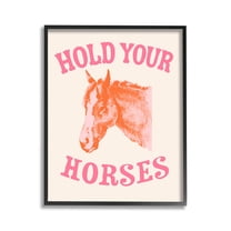 Stupell Industries Hold Your Horses Phrase Animals & Insects Painting Black Framed Art Print Wall Art, 11 x 14