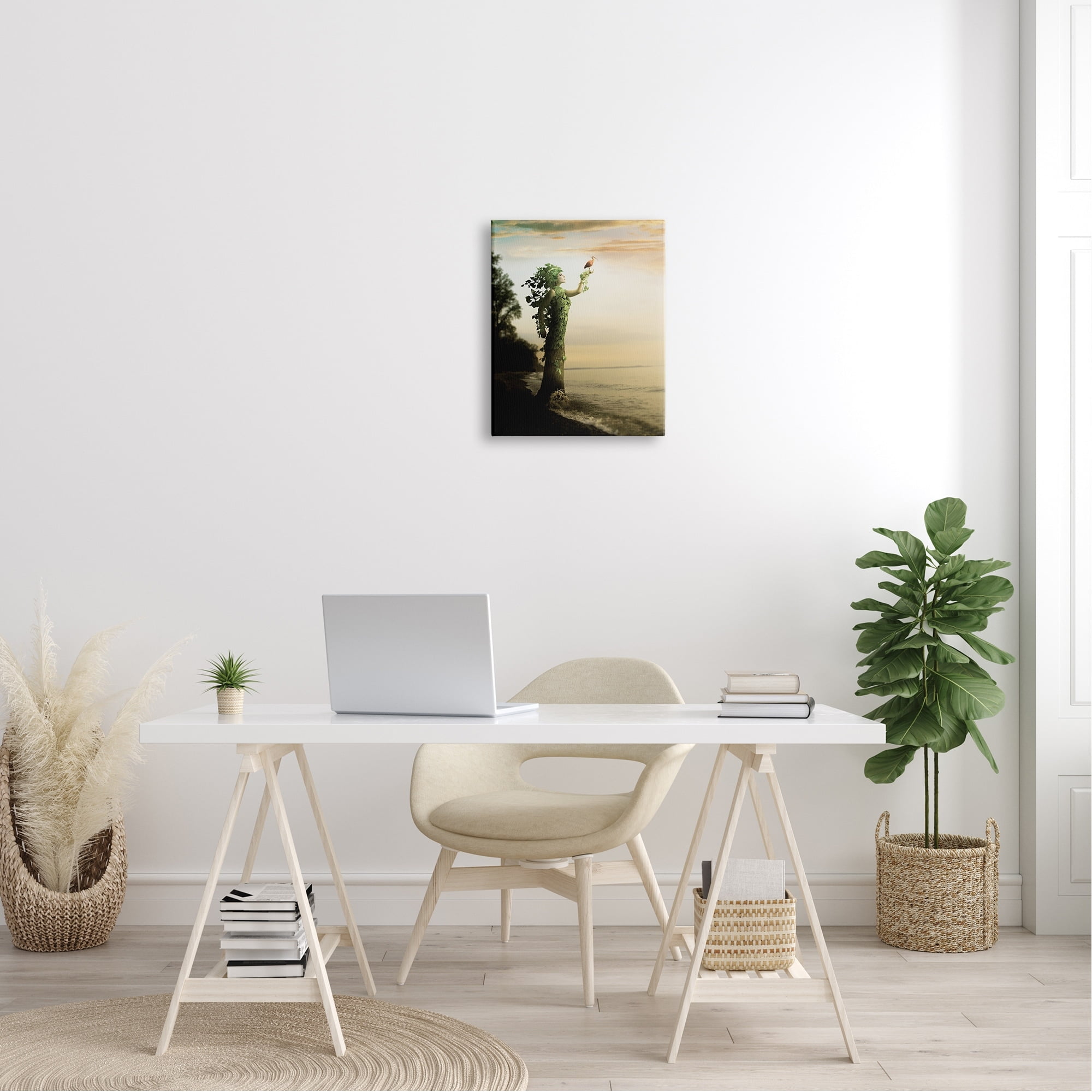 Stupell Industries Woman Growing Vines Beach Shoreline Water Bird Canvas Wall Art, 30 x 40, Design by Jeff Madison