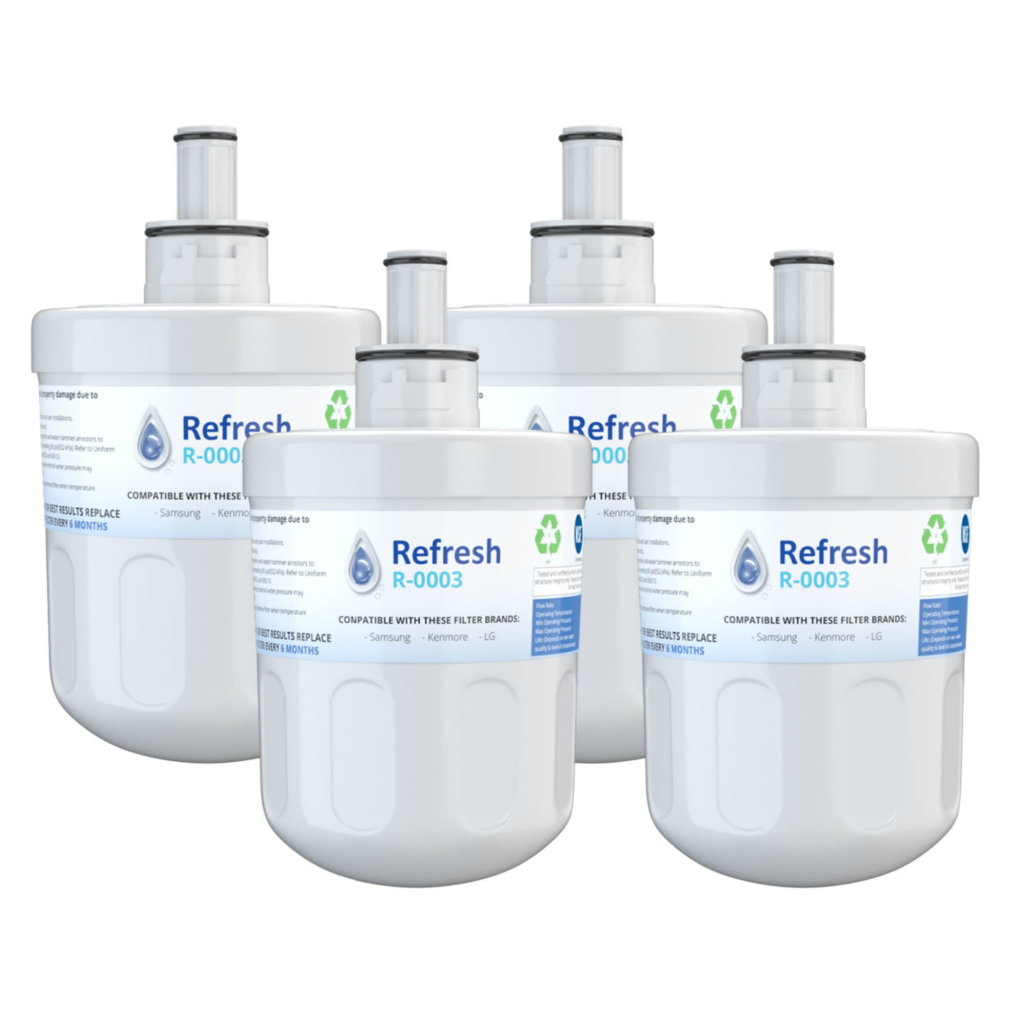 Refresh Water Filter 6 Pack Fits Samsung RF28JBEDBSG//AA Refrigerators