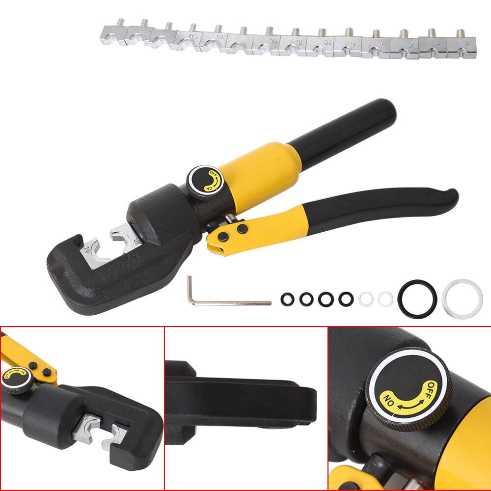 EPOTOOR 10 Ton Hydraulic Crimper Crimping Tool Wire Battery Cable Lug Terminal W/ 8 Dies